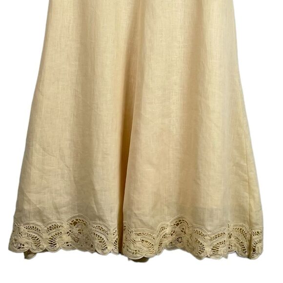 Vintage‎ Talbots Irish Linen Dress Size 8 Butter Yellow Sleeveless Lace - Picture 8 of 9